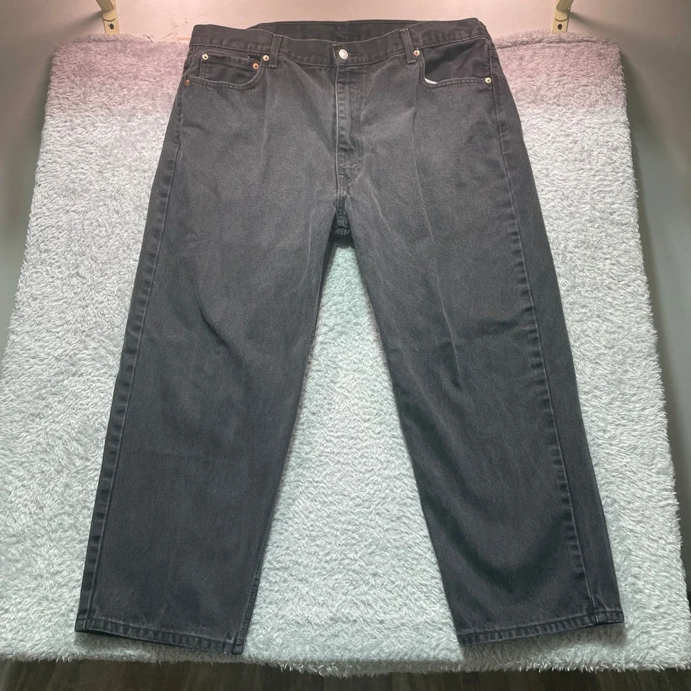 Levis 550 Relaxed Fit Mens Black Denim Jeans W46 L29 WaterLess 0719